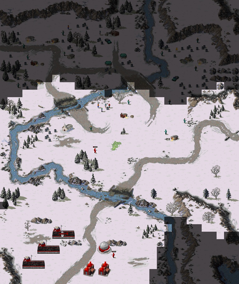 Frame 3,000: Soviet groups spread across the map, moving in different directions.